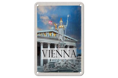 Blechschild Reise 12x18cm Wien Österreich Pallas Athene Reise Schild