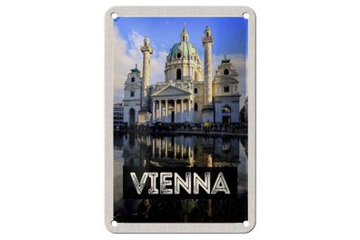 Blechschild Reise 12x18cm Wien Österreich Karlskirche Reise Schild