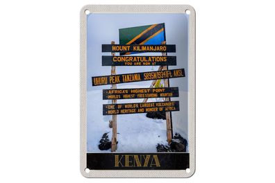 Blechschild Reise 12x18cm Kenia Afrika Mount Kilimandscharo 5895 M Schild