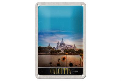 Blechschild Reise 12x18cm Calcutta Indien Meer Architektur Trip Schild