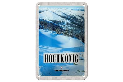 Blechschild Reise 12x18cm Hochkönig Skipiste Winter Schnee Natur Schild