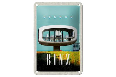 Blechschild Reise 12x18cm Seebad Binz Deutschland Glashaus Schild