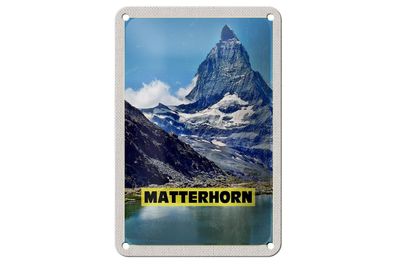 Blechschild Reise 12x18cm Matterhorn Gebirge Schweiz Wanderung Schild