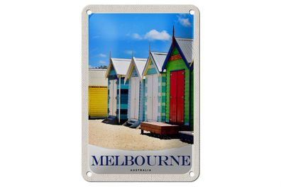 Blechschild Reise 12x18cm Melbourne Australien Strandhaus Schild