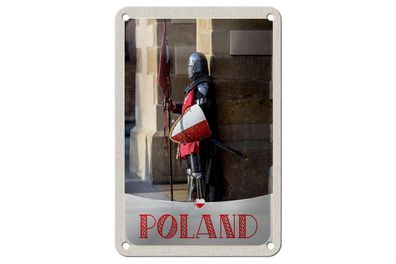 Blechschild Reise 12x18cm Polen Europa Ritter Schwert Flagge Schild