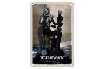 Blechschild Städte Heilbronn Denkmal der Trümmerräumer 12x18cm Schild