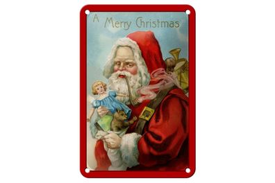 Blechschild Weihnachtsmann Santa Fest 12x18cm