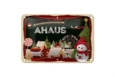 Blechschild Weihnachten Grüße aus AHAUS Schild 18x12cm