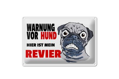 Blechschild Hinweis 30x20cm Warnung Hund hier mein Revier