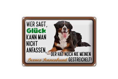 Blechschild Spruch 30x20cm wer sagt Glück Berner Sennenhund