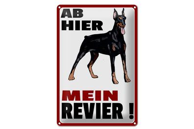 Blechschild Hinweis 20x30cm ab hier mein Revier Hund