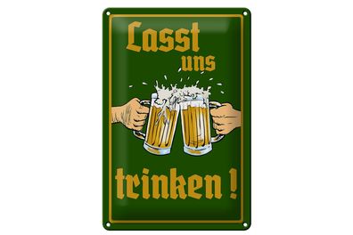 Blechschild Alkohol 20x30cm Bier lasst uns trinken Gläser