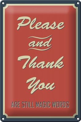 Blechschild Spruch 20x30cm Please and Thank you