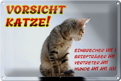 Blechschild Spruch 30x20cm Vorsicht Katze Strichliste