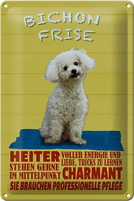 Blechschild Spruch 20x30cm Hund Bichon Frise charmant