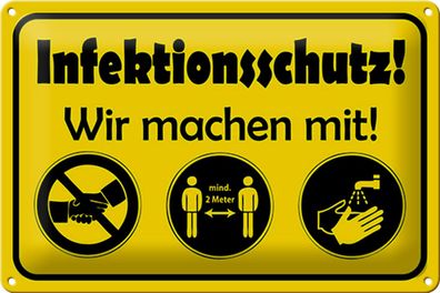 Blechschild Hinweis 30x20cm Infektionsschutz Wir machen mit