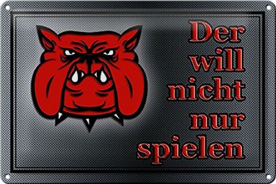 Blechschild Hinweis 30x20cm Hund will nicht nur spielen