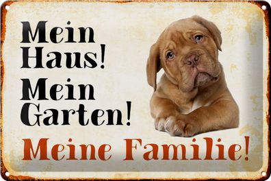 Blechschild Hund 30x20cm Beagle mein Haus Garten Familie