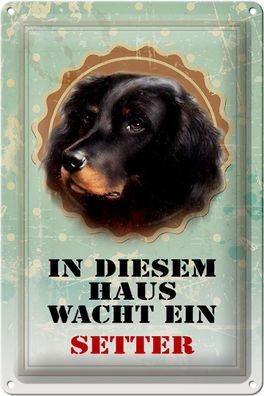 Blechschild Hund 20x30cm in diesem Haus wacht ein Setter