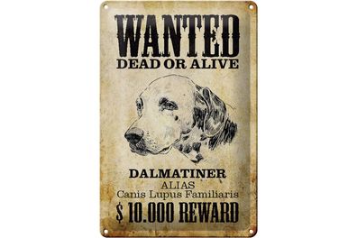 Blechschild Hund 20x30cm wanted dead Dalmatiner Geschenk