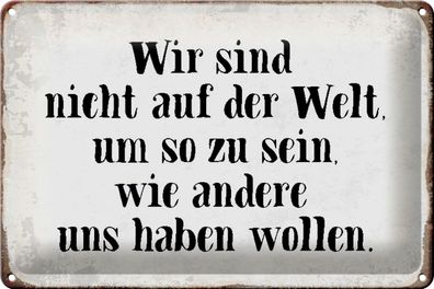 Blechschild Spruch 30x20cm sind nicht auf Welt wie andere