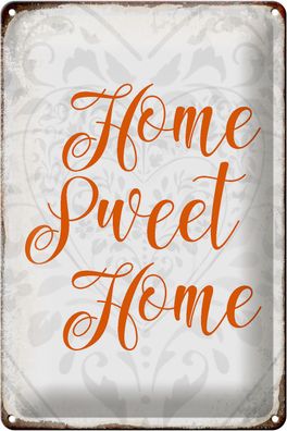 Blechschild Spruch 20x30cm Home sweet Home Herz Schild