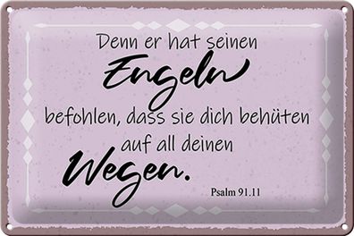 Blechschild Spruch 30x20cm er hat seinen Engeln befohlen