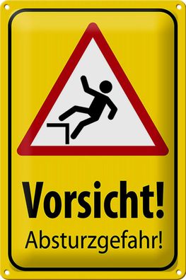 Blechschild Hinweis 20x30cm Vorsicht Abstürzgefahr