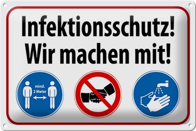 Blechschild Hinweis 30x20cm Infektionsschutz wir machen mit