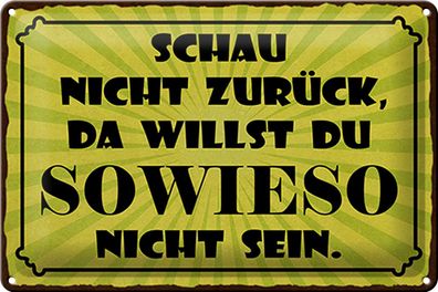 Blechschild Spruch 30x20cm schau nicht zurück