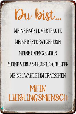 Blechschild Spruch 20x30cm du bist mein Lieblingsmensch