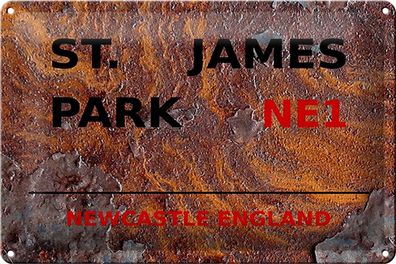 Blechschild England 30x20cm Newcastle St. James Park NE1