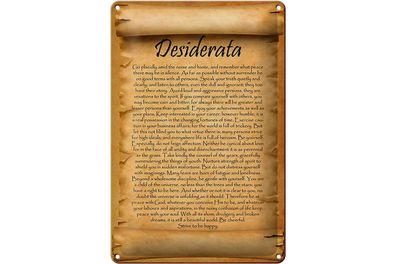 Blechschild Spruch 20x30cm Desiderata Gedicht Englisch