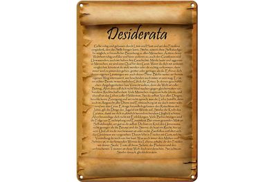 Blechschild Spruch 20x30cm Desiderata Gedicht Max Ehrmann