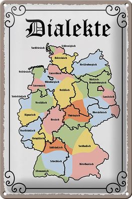 Blechschild Spruch 20x30cm Dialekte Karte Bundesländer