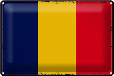 Blechschild Flagge Tschad 30x20cm Retro Flag of Chad