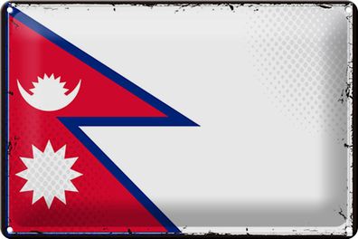 Blechschild Flagge Nepal 30x20cm Retro Flag of Nepal