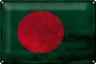 Blechschild Flagge Bangladesch 30x20cm Bangladesh Rost