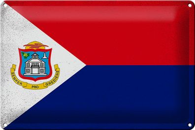 Blechschild Flagge Sint Maarten 30x20cm Flag Vintage