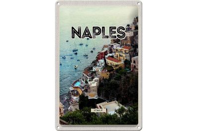 Blechschild Reise 20x30cm Naples Italy Neapel Italien Panorama