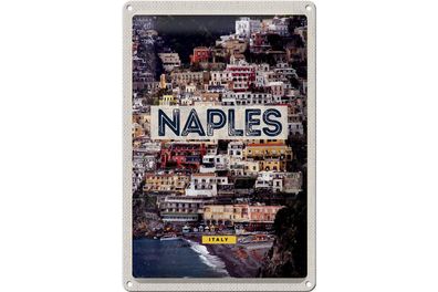 Blechschild Reise 20x30cm Naples Italy Neapel guide of city Meer