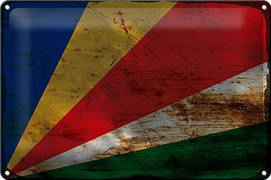 Blechschild Flagge Seychellen 30x20cm Flag Seychelles Rost