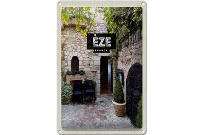 Blechschild Reise 20x30cm Eze France Steinhaus Architektur