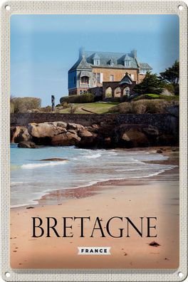 Blechschild Reise 20x30cm Bretagne France Architektur