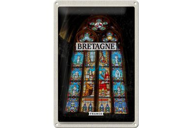 Blechschild Reise 20x30cm Bretagne France Kapelle Reiseziel