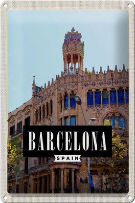 Blechschild Reise 20x30cm Barcelona Spanien Sargrada Reise