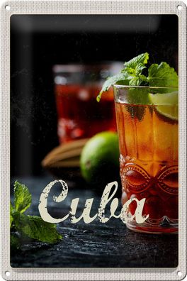 Blechschild Reise 20x30cm Cuba Karibik Cocktail Limette Minze