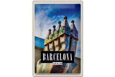 Blechschild Reise 20x30cm Barcelona Spanien Park Guell