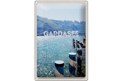 Blechschild Reise 20x30cm Gardasee Italien See Gebirge Reise