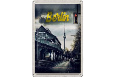 Blechschild Reise 20x30cm Berlin Deutschland Mittelalter Gemälde